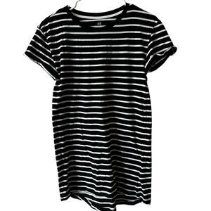 EUC H&M Girls Black and White Striped Organic Cotton Dress sz L 12-14Y